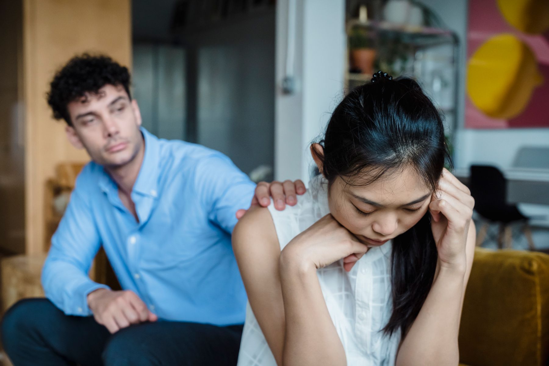 Partner approaching with empathy to make a repair attempt after conflict