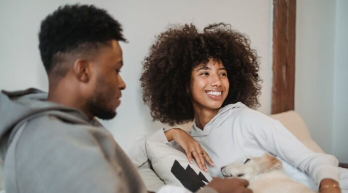 Couple discussing whether to bring a dog into their shared home