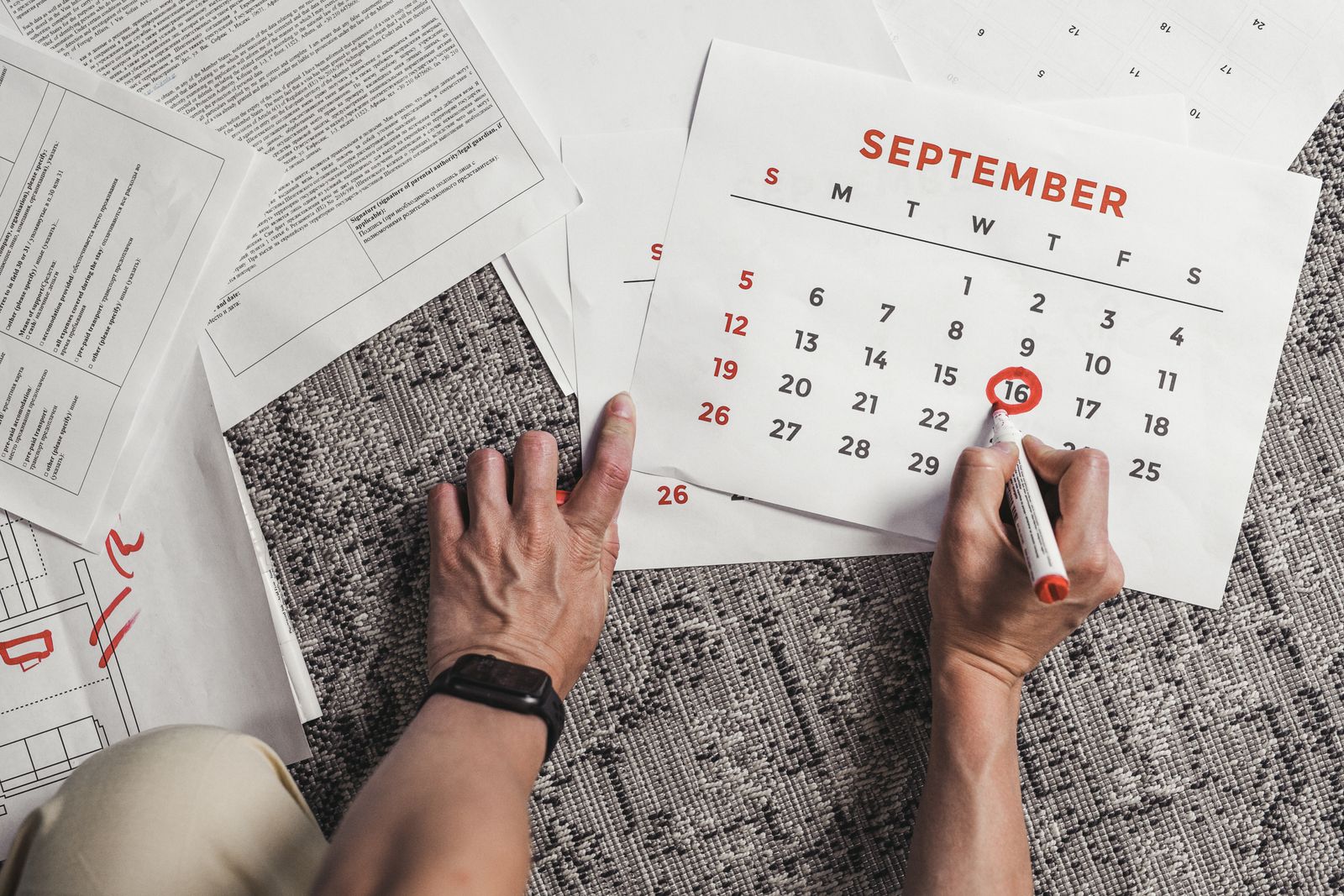 Important date circled on a paper calendar