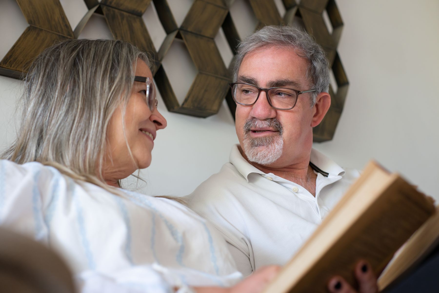Older couple reconnecting after spending quiet time apart