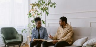 Couple addressing political differences in a relationship